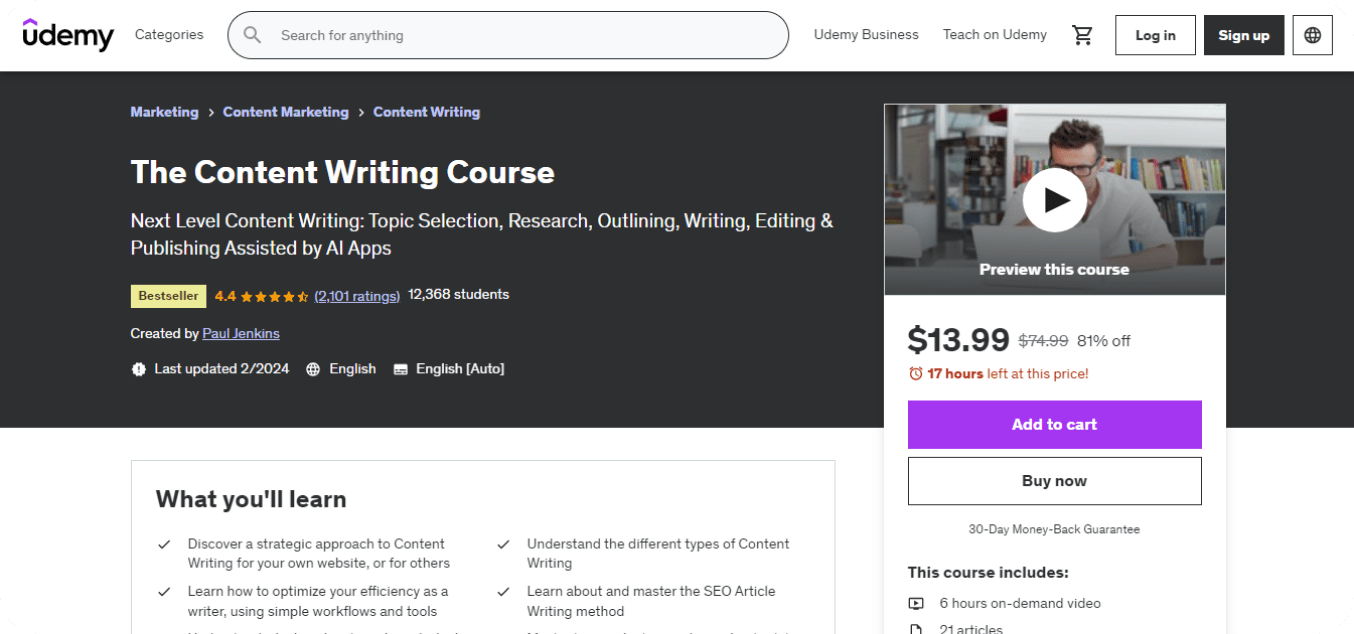 Udemy's Progressive Content Writing Course
